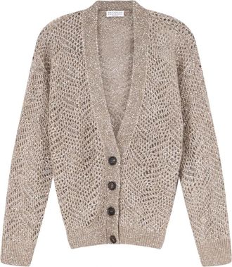 Brunello Cucinelli Cardigan - Dames - Vesten - Bruin - XL - Kasjmier - Truien & Vesten