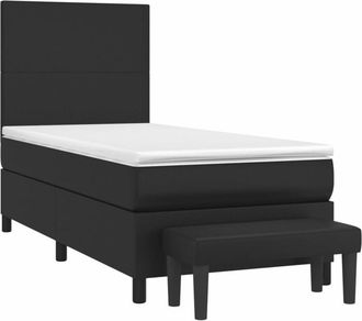 vidaXL Vidaxl - Cama Box Spring Con Colch&oacute;n Cuero Sint&eacute;tico Negro 90x190 Cm