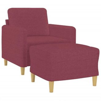 vidaXL Vidaxl - Sill&oacute;n Con Taburete Tela Rojo Tinto 60 Cm