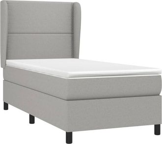vidaXL Vidaxl - Cama Box Spring Con Colch&oacute;n Tela Gris Claro 100x200 Cm