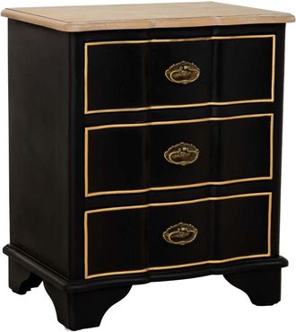 Wanderlust Deco Mesita de noche de madera negra 50x35x60h cm