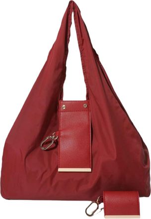 Generic Keychain Tote Bag, Foldable Expandable Mini Tote with Key Ring Bag Compact for Shopping Travel Daily Use Reusable Grocery (Burgundy,Small)