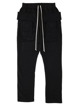 Rick Owens Relaxed Fit Cropped Cargo Pants with Contrasting Drawstring and Ribbed Detailing