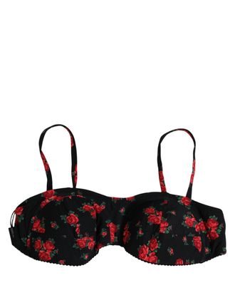Dolce & Gabbana Floral Print Underwire Bikini Top - Black