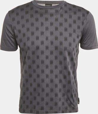 Emporio Armani Grey Printed Jersey Crewneck T-Shirt
