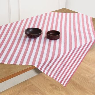 Solino Home Linen Table Throw - Sorrento Stripe, 52 x 52, 52 x 52 in Red And White at Nordstrom, Size Medium