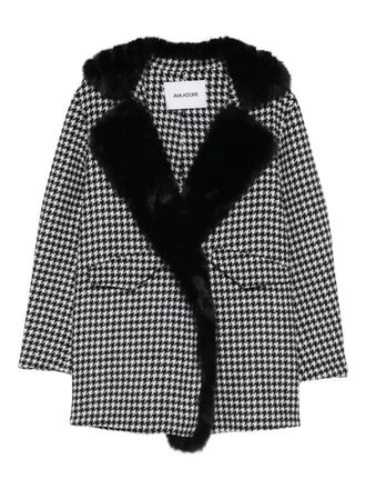 Ava Adore houndstooth faux fur coat - Black