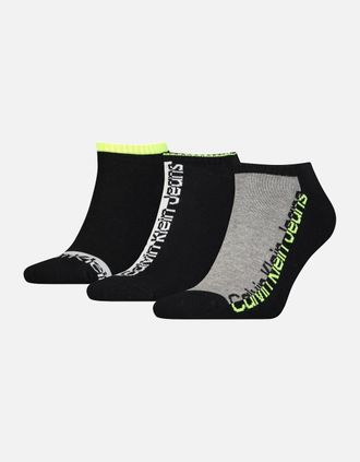 Calvin Klein Mens Jeans 3-Pack Mixed Logo Athleisure Sports Trainer Socks, Black - Black/Black/Black - Size: 16/14.5/8/15/8.5/15.5/9/13/13.5/14/6.5/7