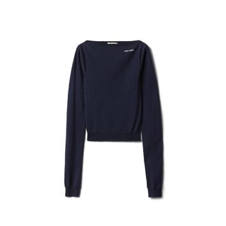 Miu Miu Wool Boat-neck Sweater, Woman, Navy, Size 36