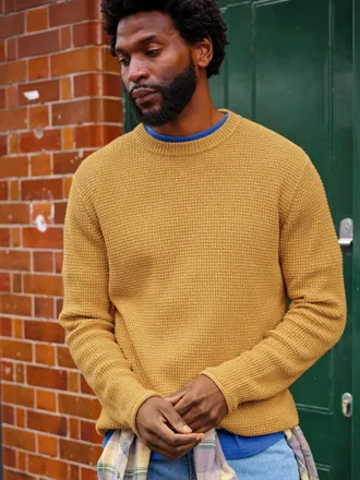 Fat Face FatFace Penrith Yellow Crew Neck Knitted Jumper