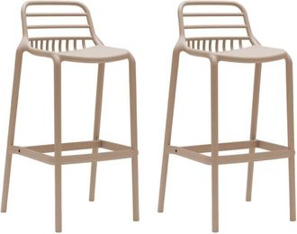 Mobili Rebecca Mobili Rebecca - Sgabello da Bar Rebecca Mobili Pteris 97x46x40 Polipropilene Grigio Tortora Moderno set 2 pz