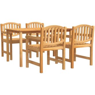 vidaXL Juego De Comedor Para Jard&iacute;n 5 Piezas Madera Maciza De Teca Vidaxl