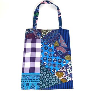 Herm&egrave;s Petit H Blue Purple Silk Shoulder Bag Tote Bag (Pre-Owned)