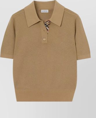 Burberry merino wool short-sleeve polo top