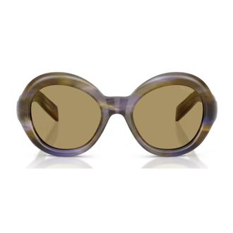 Prada Laguna Striped Acetate Round Sunglasses