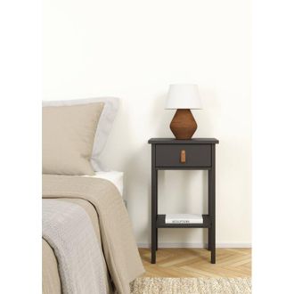 Dmora Dmora - Mesa De Noche Inday, C&oacute;moda Baja, Mesilla De Noche, Estante De La Cama, 40x34 H70 Cm, Negro