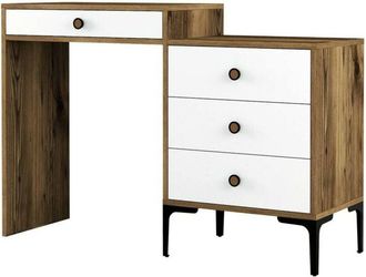 Dmora Consola Dmuntean, Mesa Multiusos, Gabinete De Soporte, Escritorio De Pasillo, 124x40h85 Cm, Nogal Y Blanco - Dmora