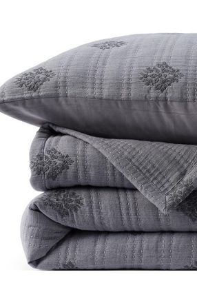 Lands End Embroidered Matelasse Bed Coverlet in Ultimate Gray Medallion Floral at Nordstrom, Size Full/queen