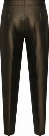 Max Mara Womens Trousers Mstzinco Khaki Green Silk-Blend Cotton