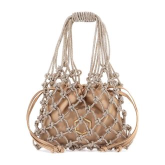 Hibourama Bags Handbags, female, Beige, Size: ONE SIZE Crystal Thread Mini Handbag