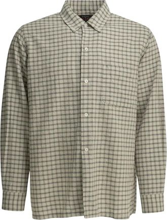Beams Plus Open BD Shirt - Heren - Casual Overhemden - Beige - XL - Katoen - Overhemden