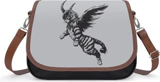 Generic Cat Vikings Crossbody Bag Womens Handbag PU Message Bags Shoulder Purse with Adjustable Strap