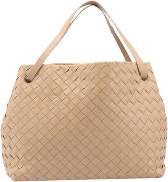 Bottega Veneta Garda Intrecciato Nappa Beige Leather Handbag (Pre-Owned)