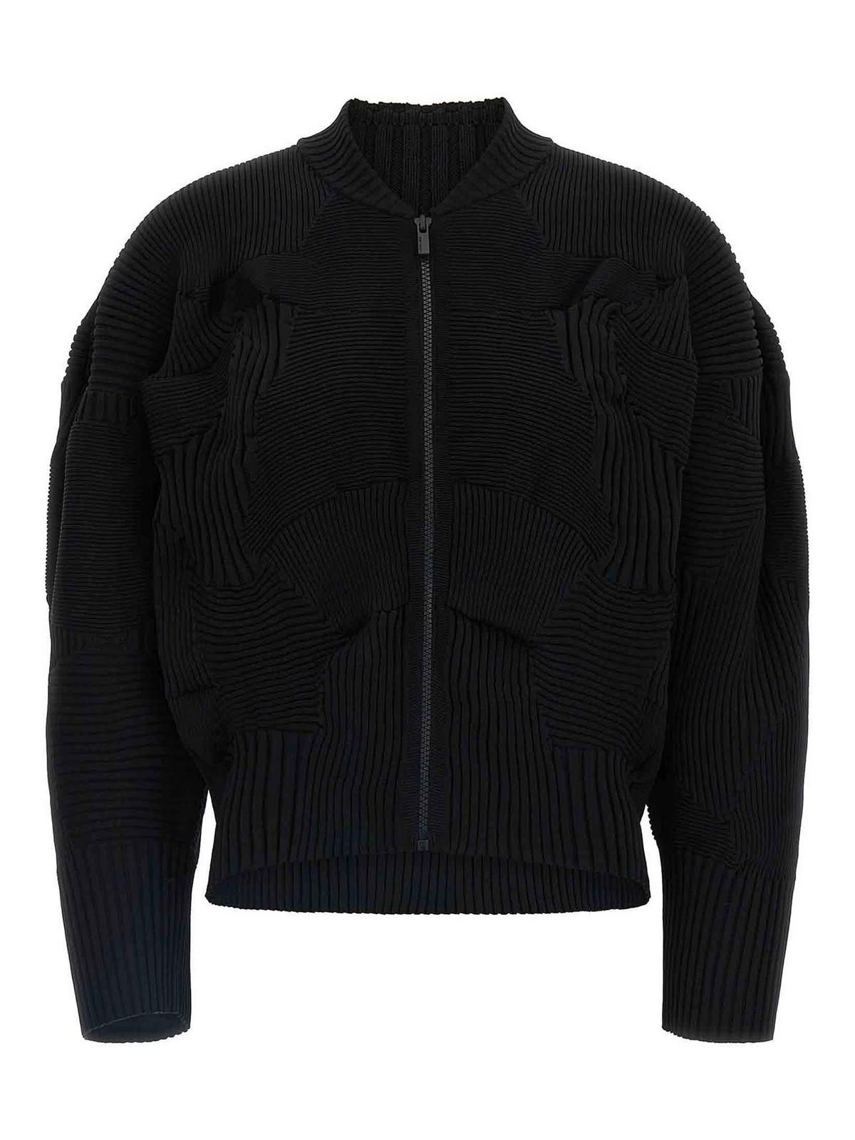 Veste Bomber ISSEY MIYAKE Nylon Pour Homme - Noir Et Gris Taille L - Occasion Très Bon état