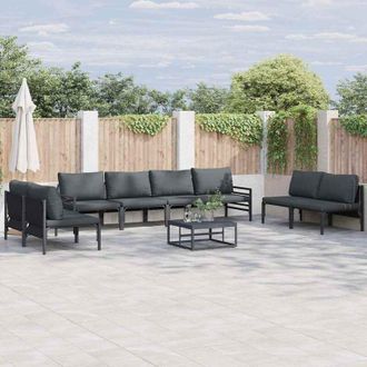vidaXL Conjunto De Sof&aacute; De Jard&iacute;n 9 Pcs Antracita Acero Vidaxl
