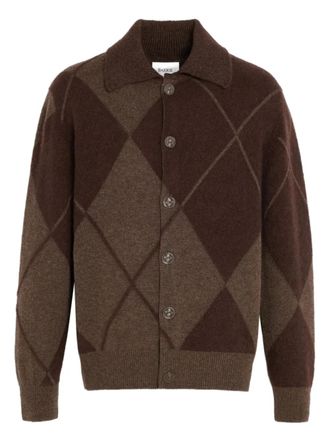 Barrie argyle-pattern button cardigan - men - Cashmere/Silk - L - Brown