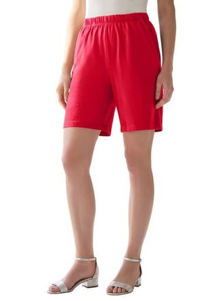 Roaman's Plus Size Soft Knit Pull-On Short in Vivid Red at Nordstrom, Size Medium