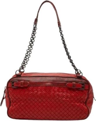 Bottega Veneta Pre-owned Shoulder Bags, female, Red, Size: ONE SIZE Pre-owned Leather Shoulder Bag