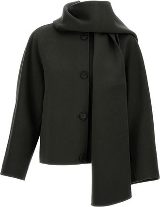 Max Mara Jack met knoopsluiting en sjaalhals - Groen