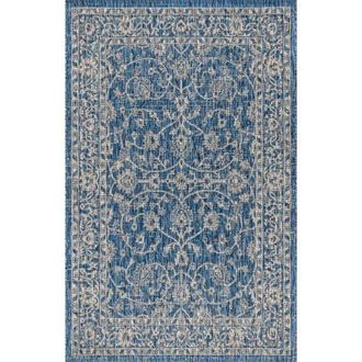 Jonathan Y Designs Palazzo Vine and Border Textured Weave Indoor/Outdoor Area Rug in Navy/gray at Nordstrom, Size 4Ft 0In X 6Ft 0In