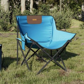 vidaXL Camping Chairs with Pocket Foldable 2 pcs Bright Blue vidaXL