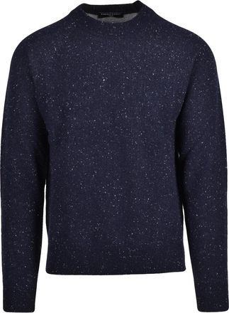 Daniele Fiesoli Blue Deep Blue Merino Wool-Blend Crewneck Sweater