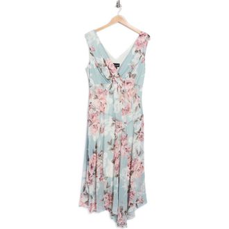 Connected Floral Asymmetric Hem Dress in Sage at Nordstrom Rack, Size 14W