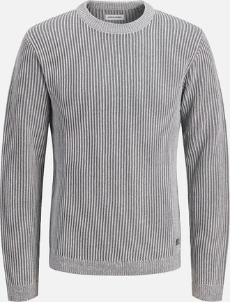 Jack & Jones Mens Jack & Jones JJE Dover Knit Crew Neck Sweater - Light Grey Melange - Size: 38