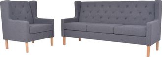vidaXL Conjunto De Sof&aacute;s 2 Piezas Tela Gris Vidaxl