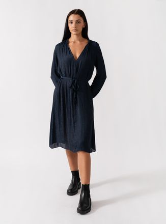 Samsøe & Samsøe Samsoe & Womens Elva Long Sleeve Dress in Dark Blue - Size Small