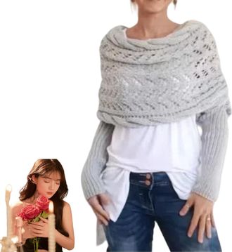 Generic Multifunctional Scarf with Sleeves, Multifunctional Scarf with Sleeves, Cozy Sleeve Wrap Shawl (Light gray)