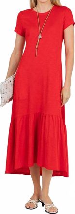 Elliott Lauren Susie Short Sleeve Midi Dress In Cherry
