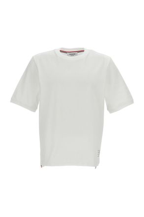 Thom Browne Ottoman Stitch 4-Bar T-Shirt with Grosgrain Details