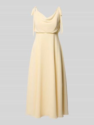 Jake*s Knielangens Cocktailkleid mit Zierschleifen in Hellgelb, Gr&ouml;&szlig;e 38