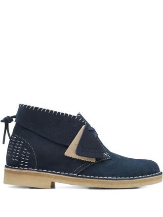 Clarks suede-stitched desert boots - Blue