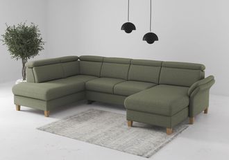 HOME AFFAIRE Wohnlandschaft »Glendale, U-Form« inkl. Kopfteilverstellung, wahlweise mit Vorziehsitz und Bettkasten