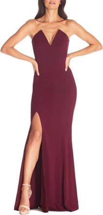 Dress The Population Fernanda Strapless Evening Gown in Burgundy at Nordstrom, Size Xx-Large