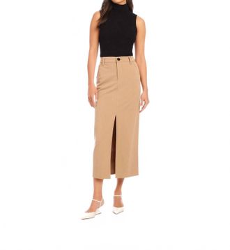 Fifteen Twenty Claire Saddle Stitch Skirt In Camel