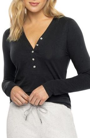 Travis Mathew Cloud Stretch Modal & Cotton Henley in Black at Nordstrom Rack, Size X-Large