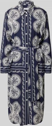 Seidensticker Seidensticker Midikleid mit Bindeg&uuml;rtel in Marine, Gr&ouml;&szlig;e 36